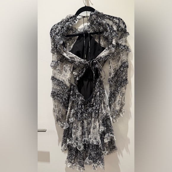 Zimmermann divinity ruffle long sleeve backless mini dress size 0 - Picture 4 of 5